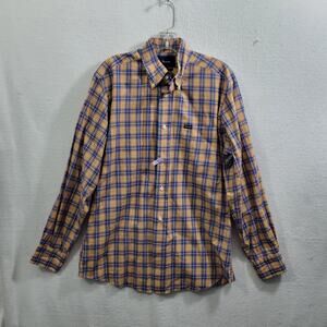 Faconnable Yellow & Blue Plaid Button Front Shirt Size M 3525-1077